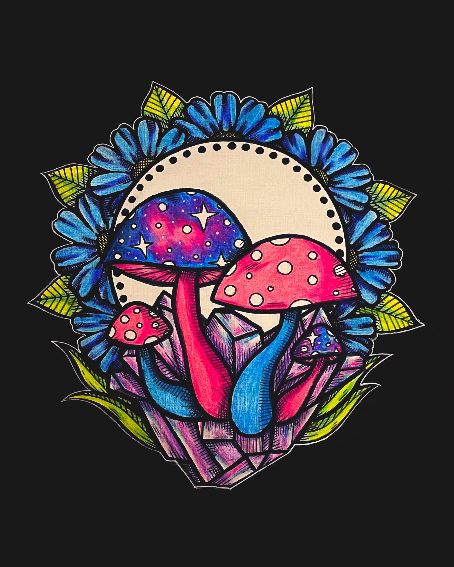 Crystal Mushrooms Print