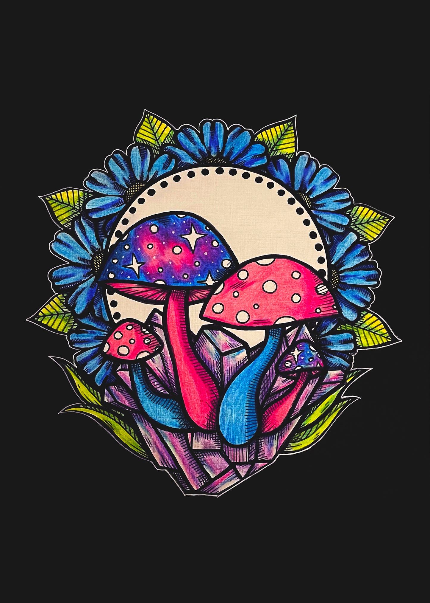 Crystal Mushrooms Print