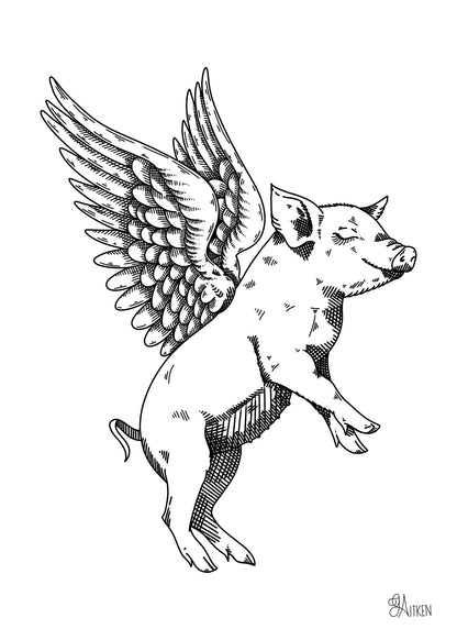 Little Pig — black and white, 5x7