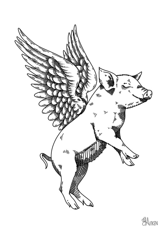 Little Pig — black and white, 5x7