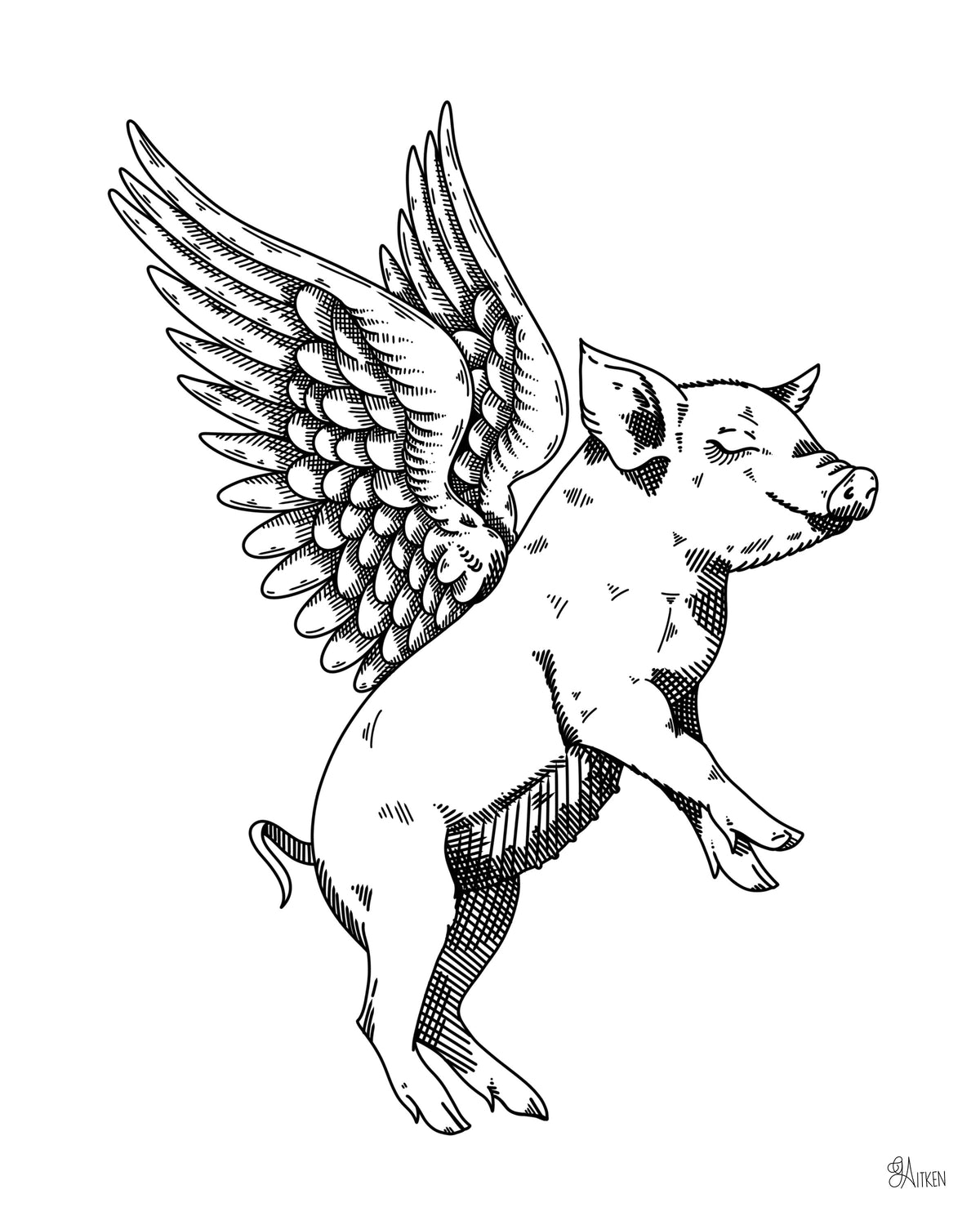 Little Pig — black and white, 8x10