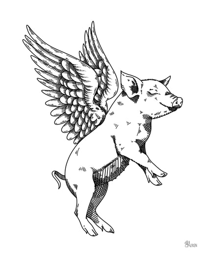 Little Pig — black and white, 8x10