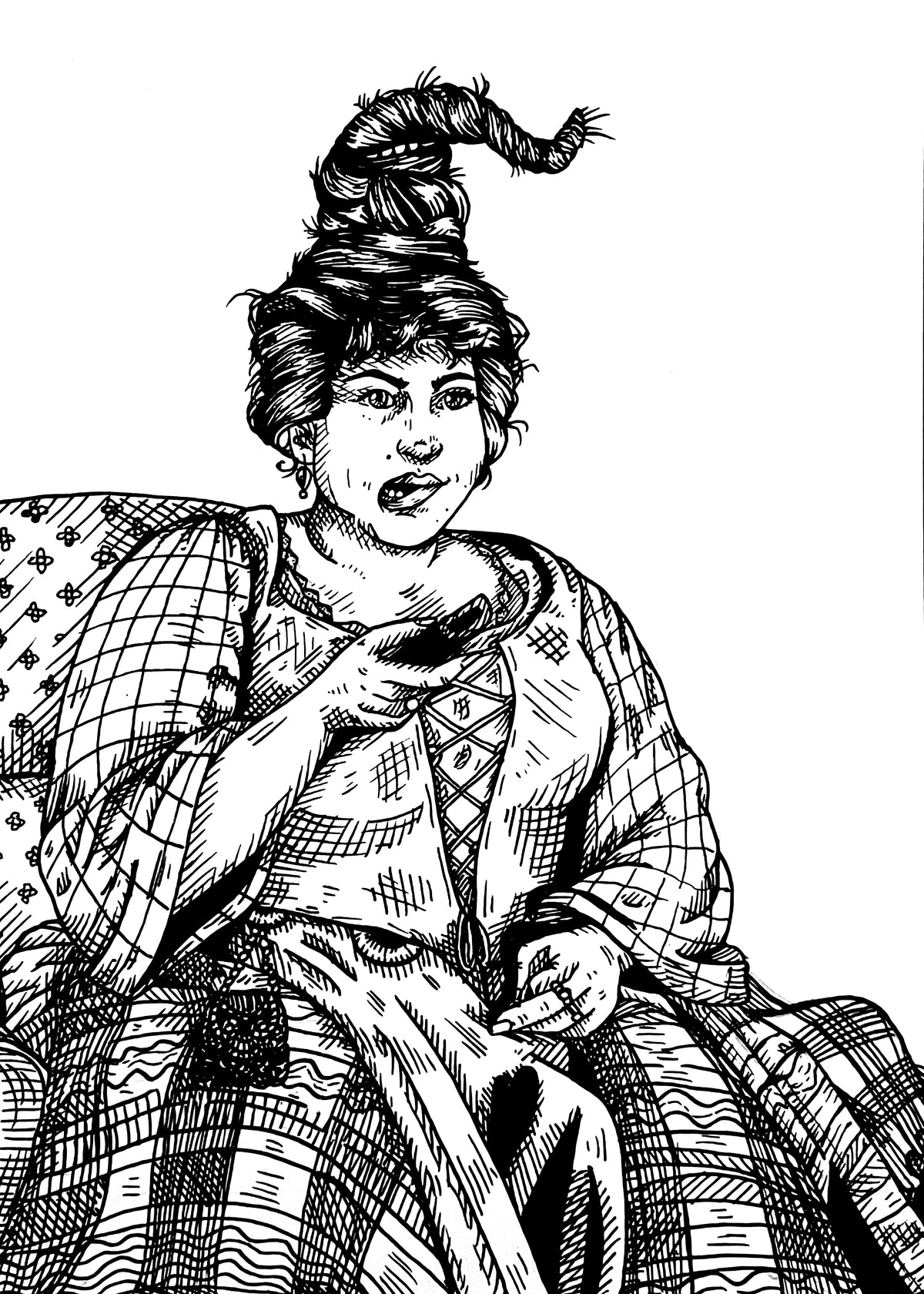 Mary Sanderson art print, 5x7, black and white Hocus Pocus portrait
