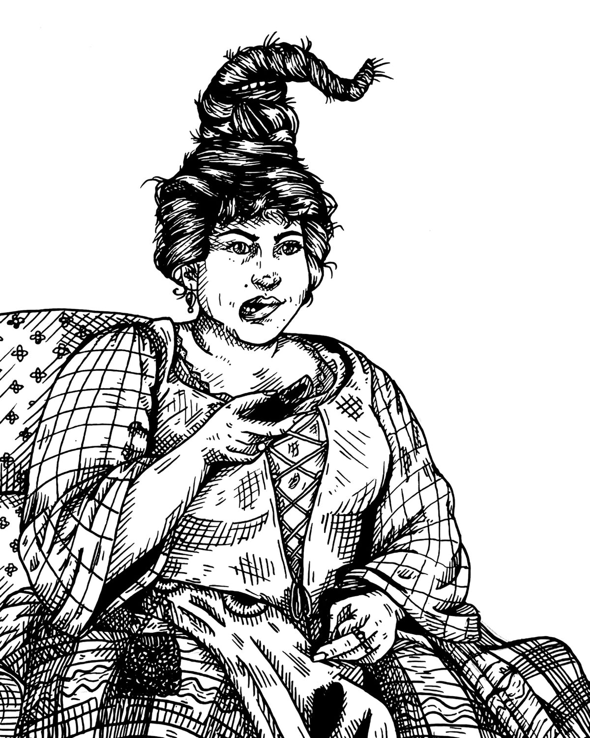 Mary Sanderson art print, 8x10, black and white Hocus Pocus portrait