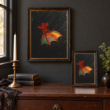 Vampire Squid art prints displayed in 8x10 wall and 5x7 tabletop frames
